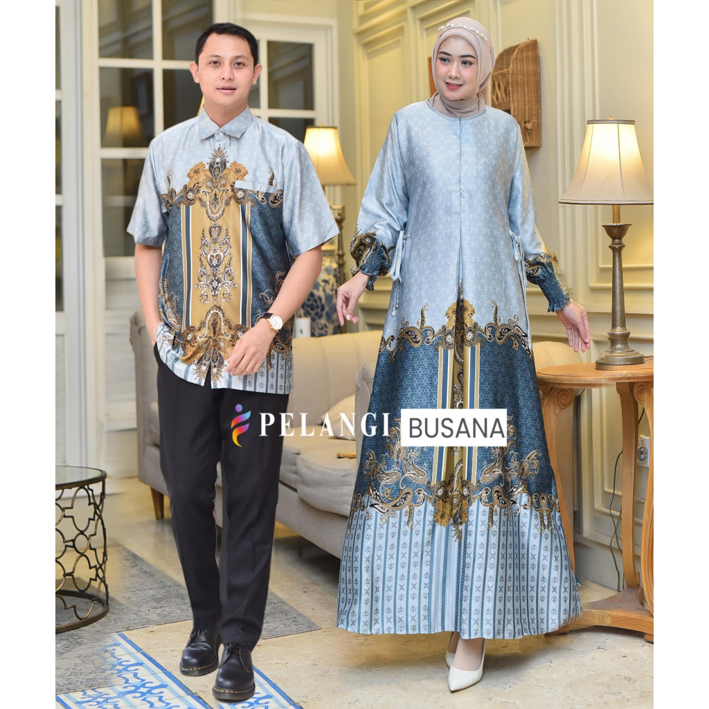 [SALE BESAR] Gamis HAGIA Bahan silk Premium | Gamis Sarimbit Pasangan Silk Motif Bunga terbaru |Terb