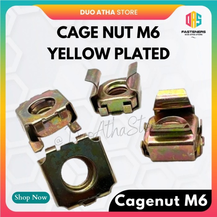 M6 Cage Nut Mur Kandang Mur Rack Server M6 Kuning