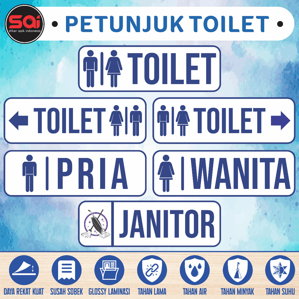 

STIKER VINYL PETUNJUK TOILET ANTI AIR LAMINASI GLOSSY