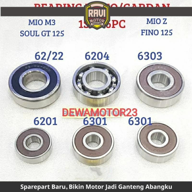 BEARING LAHER RASIO GARDAN 1 SET MIO M3 125 MIO SOUL GT 125 FINO F1 125 EXRIDE  FI 125 HIGH