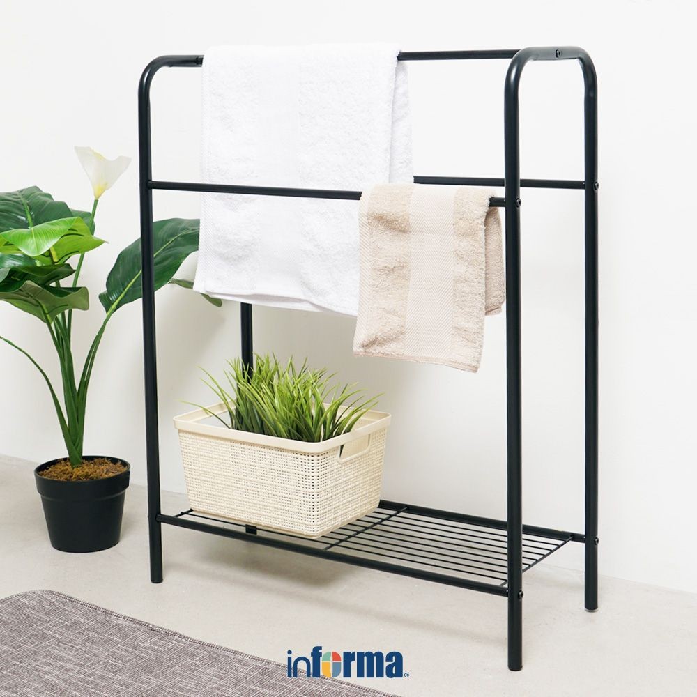 Informa Jemuran Handuk Indoor 63.4x25x80.3 cm - Hitam Tempat Jemur Anduk Drying Rack Gantungan Kain 