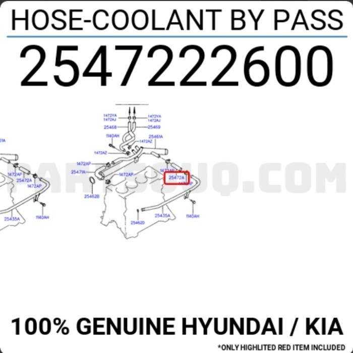 Selang by pass Hyundai Accent 25472 22600 berkualitas