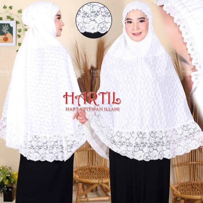bergo umroh haji/kerudung umrah/hijab katun/jilbab haji umrah hartil - Putih