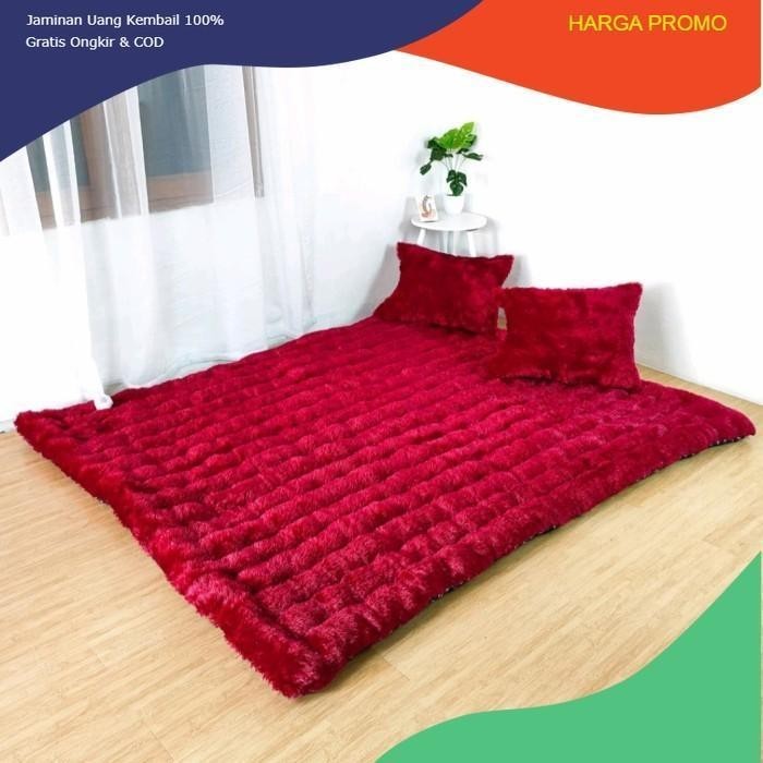 kasur lantai gender / kasur lantai bulu (BACA DESKRIPSI)/ kasur lantai - Merah Harga murah empuk