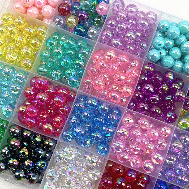 

50pcs 8mm Mixed Colour AB Round Acrylic Loose Spacer Beads for Jewelry Makeing Diy Handmade Bracelets Accessories