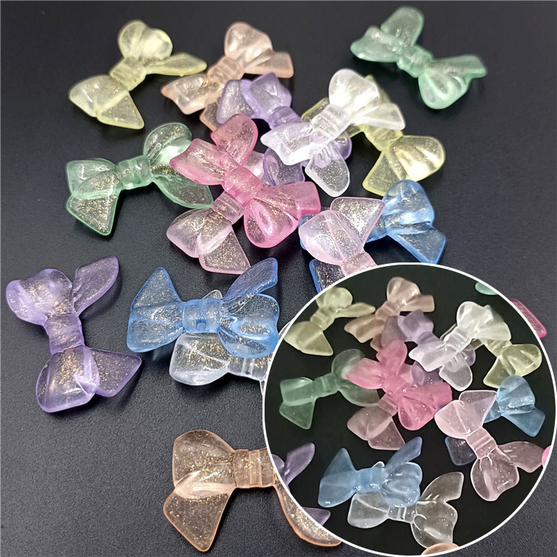 

10pcs/lot 33mm*24mm Sprinkled Luminous Acrylic Bow Beads for Bracelet Necklace Jewelry Makings Accessories