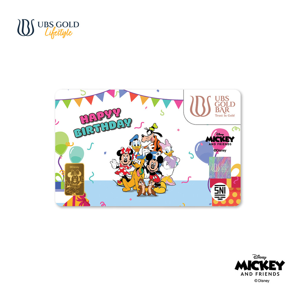 UBS Gold Logam Mulia Disney Mickey And Friends Happy Birthday 1 Gr