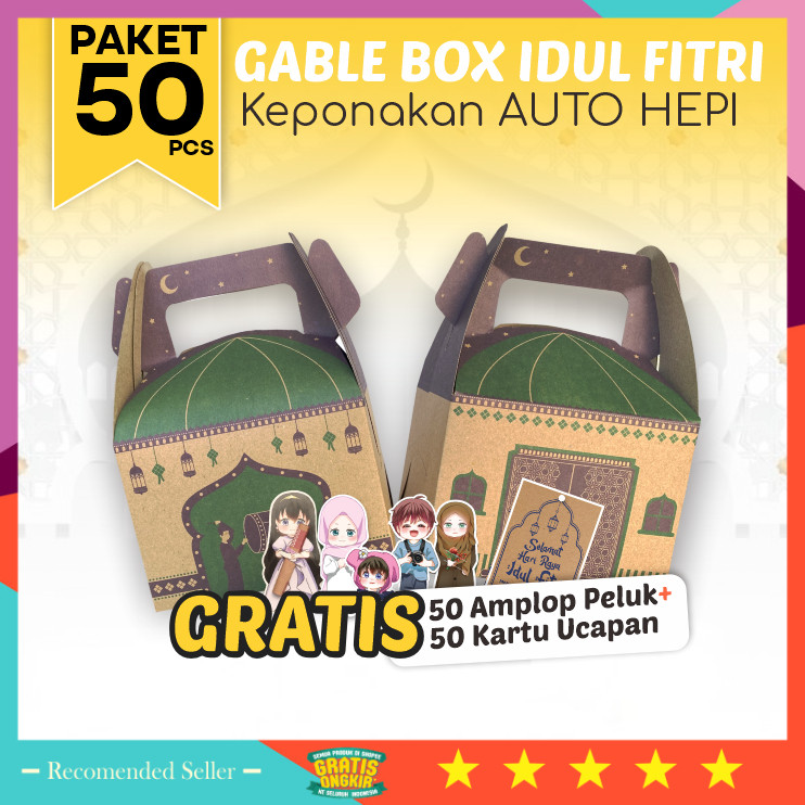 

hadiah Anniversary Wedding Pernikahan Teman Sahabat Pacar Pasangan / 50 pcs Gable Box Hampers Lebaran Idul Fitri Anak Ponakan – Motif Beduk