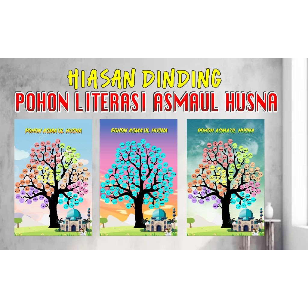 Hiasan Dinding Kelas Pohon Literasi Asmaul Husna