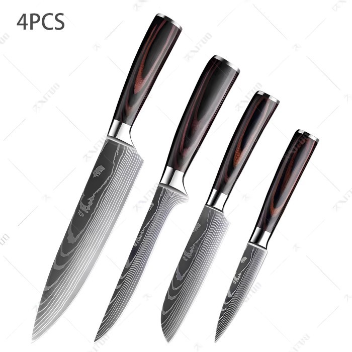 XITUO Set Pisau Dapur Jepang Profesional Pisau Koki Pisau Daging Buah Stainless Steel Pisau Serbagun