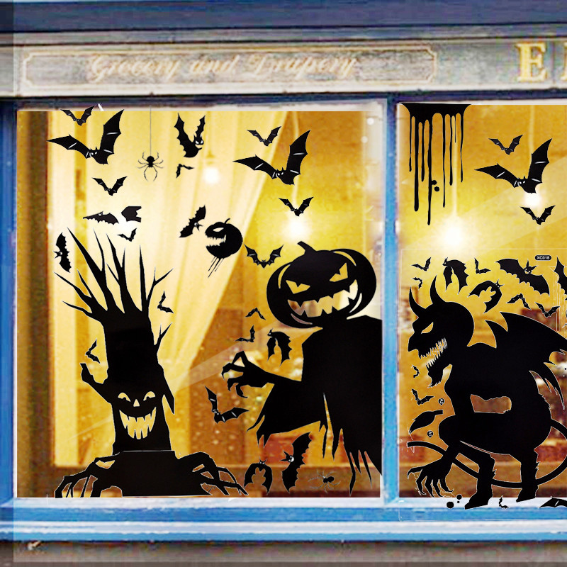 

Ghost Bat Witch Window Sticker Halloween Electrostatic Window Glass Sticker Halloween Decor For Home Shop Scrapbooking Decals