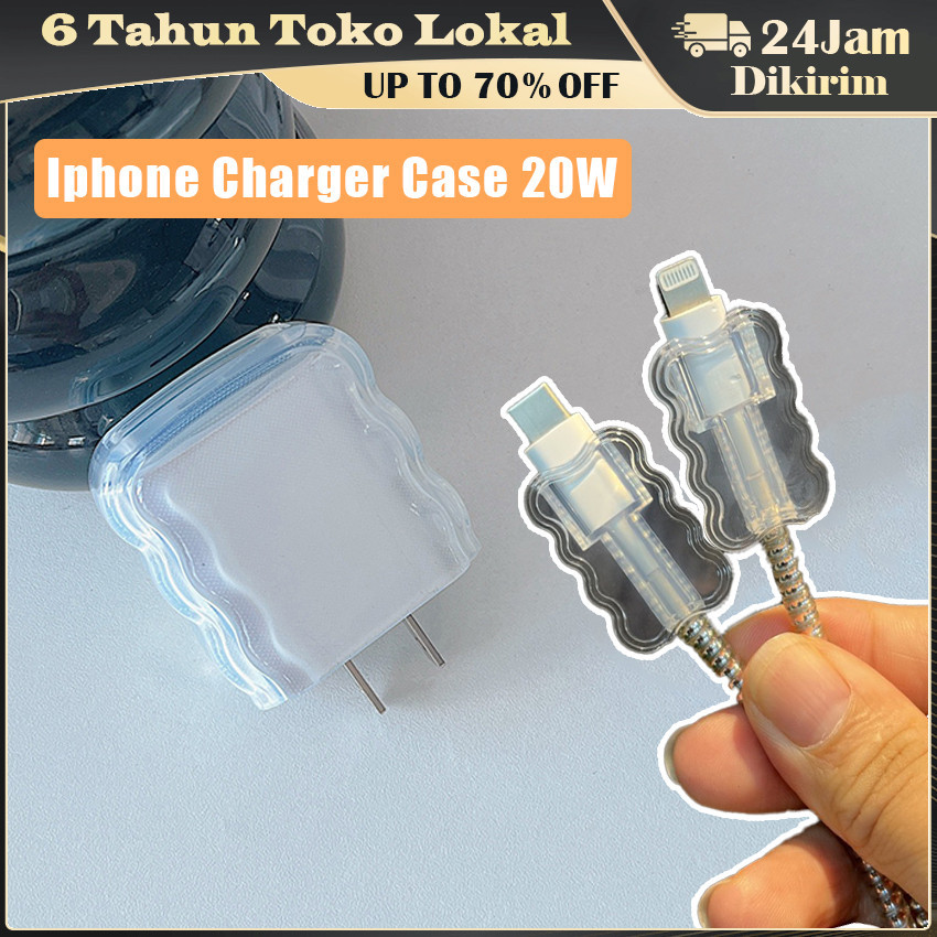 Iphone 20w Pelindung Kabel Carger Iphone Set 3 PCS Paket Cover Pelindung Kabel &amp; Kepala Charger