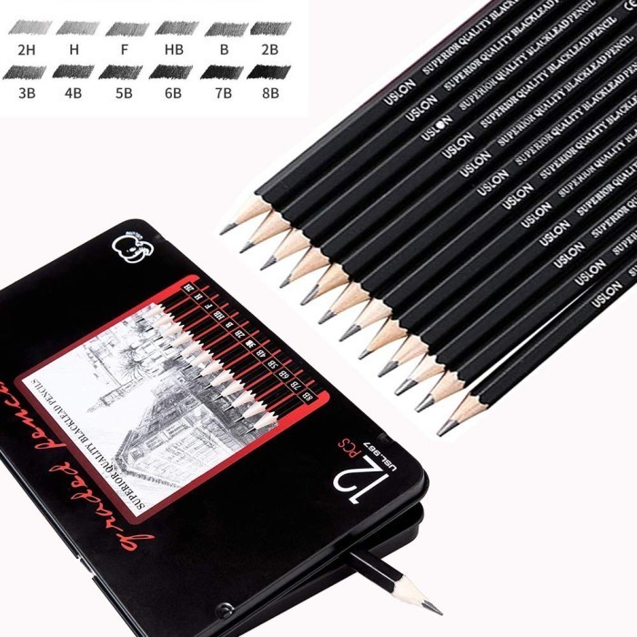 

PROMO!! -Isi 12 Pensil Sketsa Pensil Gambar Drawing Pencil Set Charcoal Pencils - 12 pcs