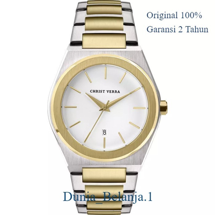 Original 100% Jam Tangan CHRIST VERRA Pria  CV 10985G-13 WHT Garansi Resmi 2 Tahun