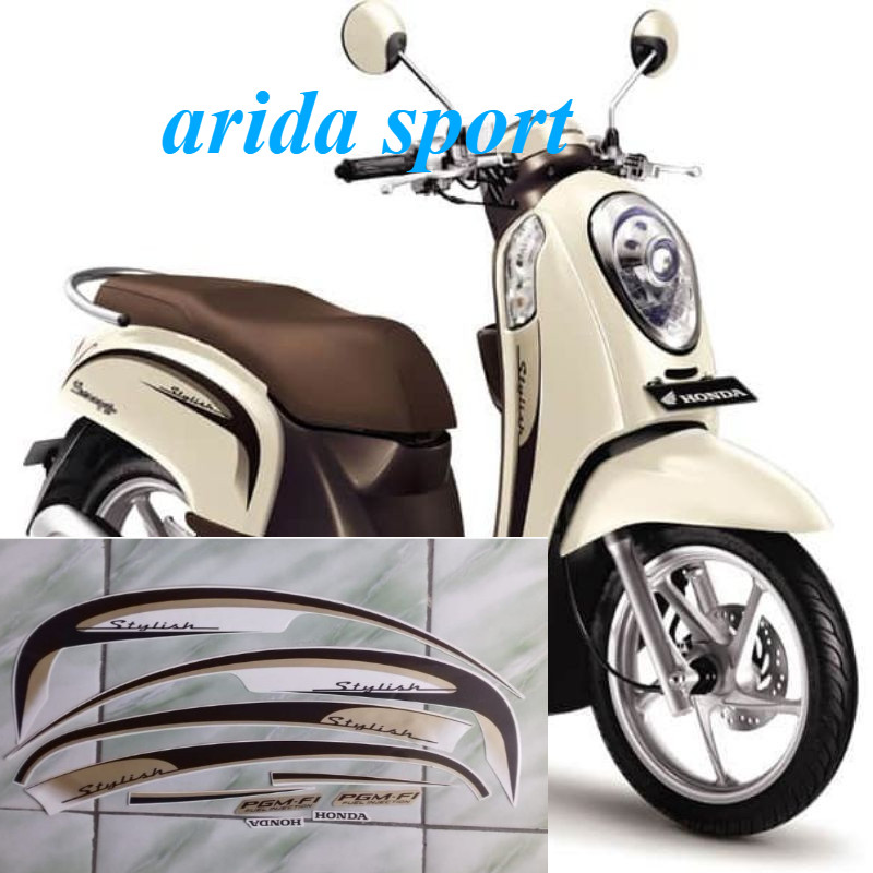 striping stiker  honda scoopy  stylish cw fi 2013 cream motif striping original scoopy
