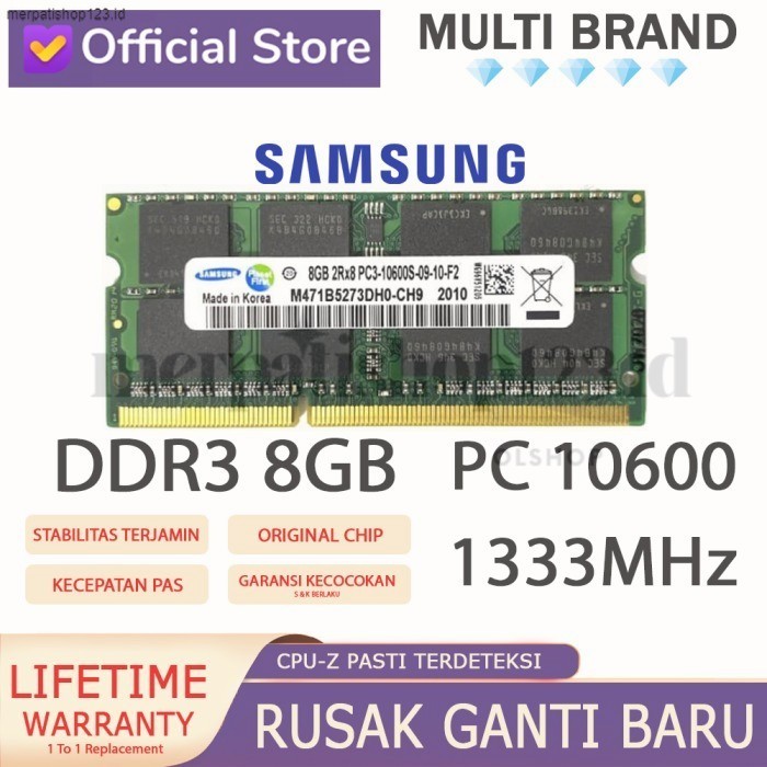 RAM LAPTOP SAMSUNG DDR3 8GB 10600/1333MHz ORI RAM NB DDR3 8GB 1333MHz