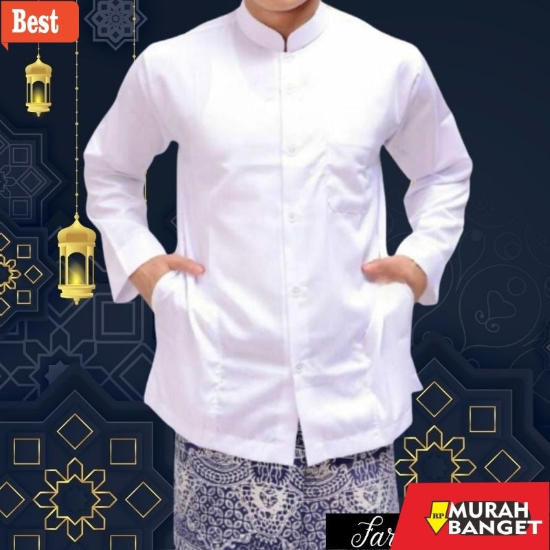 Baju muslim lengan panjang- {TERLARIS} Baju Muslim Koko Habib Haibah Habib Polos Saku Samping