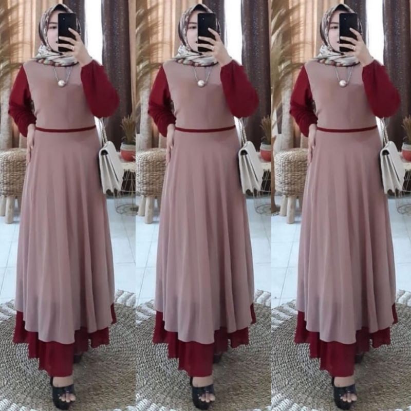 Baju Gamis Wanita Kekinian Malaysia ANDRIA MAXY Fashion OOTD Wanita Hijab Murah Premium