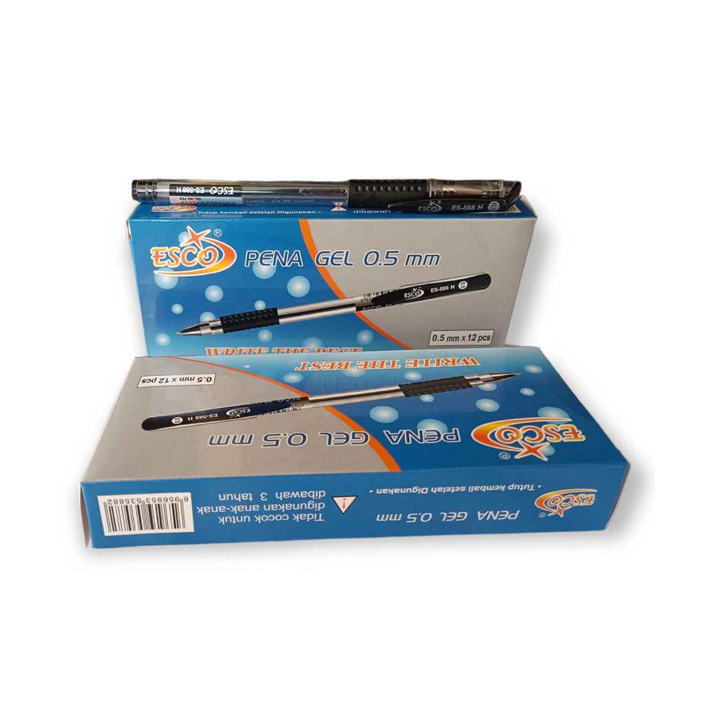 

Esco Pulpen Jel ES-588 H Esco 1 Pak | Balpen Bolpen Bulpen Hitam Biru Merah 1 Pak