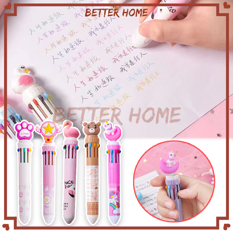 

Pulpen 10 Warna kepala Pena Bullpoint/Pulpen Karakter Teddy Bear/Pena 1 in 10 Warna Karakter