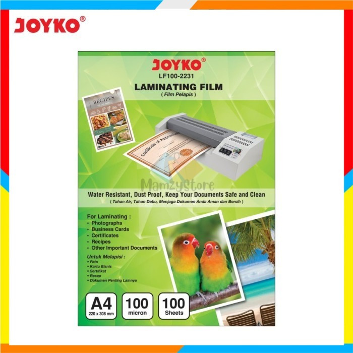 

Plastik Laminating A4 Joyko 100 Micron LF100-2231 HARGA 10 Pcs