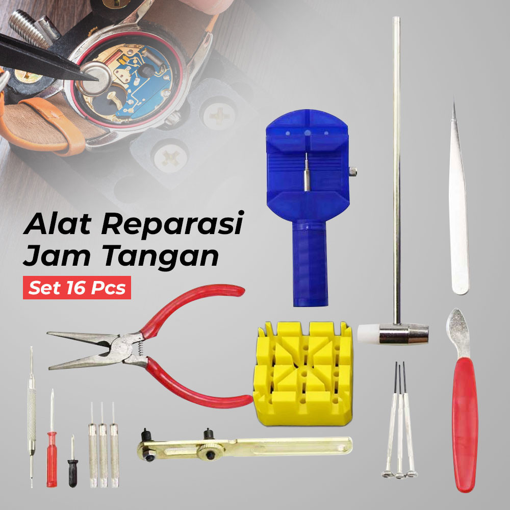 Promo [Cod] Alat Reparasi Servis Jam Tangan Set 16 Pcs