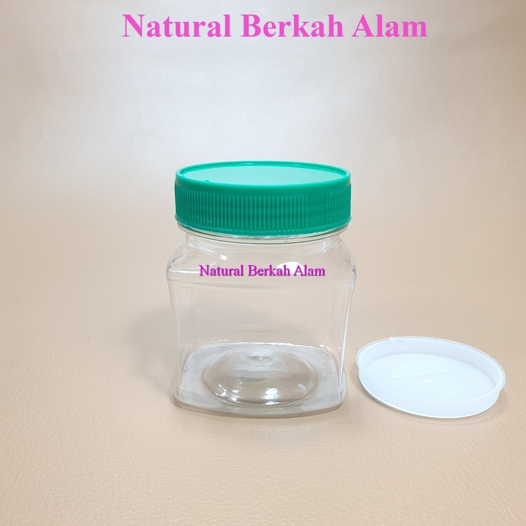 Toples Plastik PET 100 ml Kotak Natural Tutup Plastik / Toples Bawang Goreng / Toples Snack / Toples