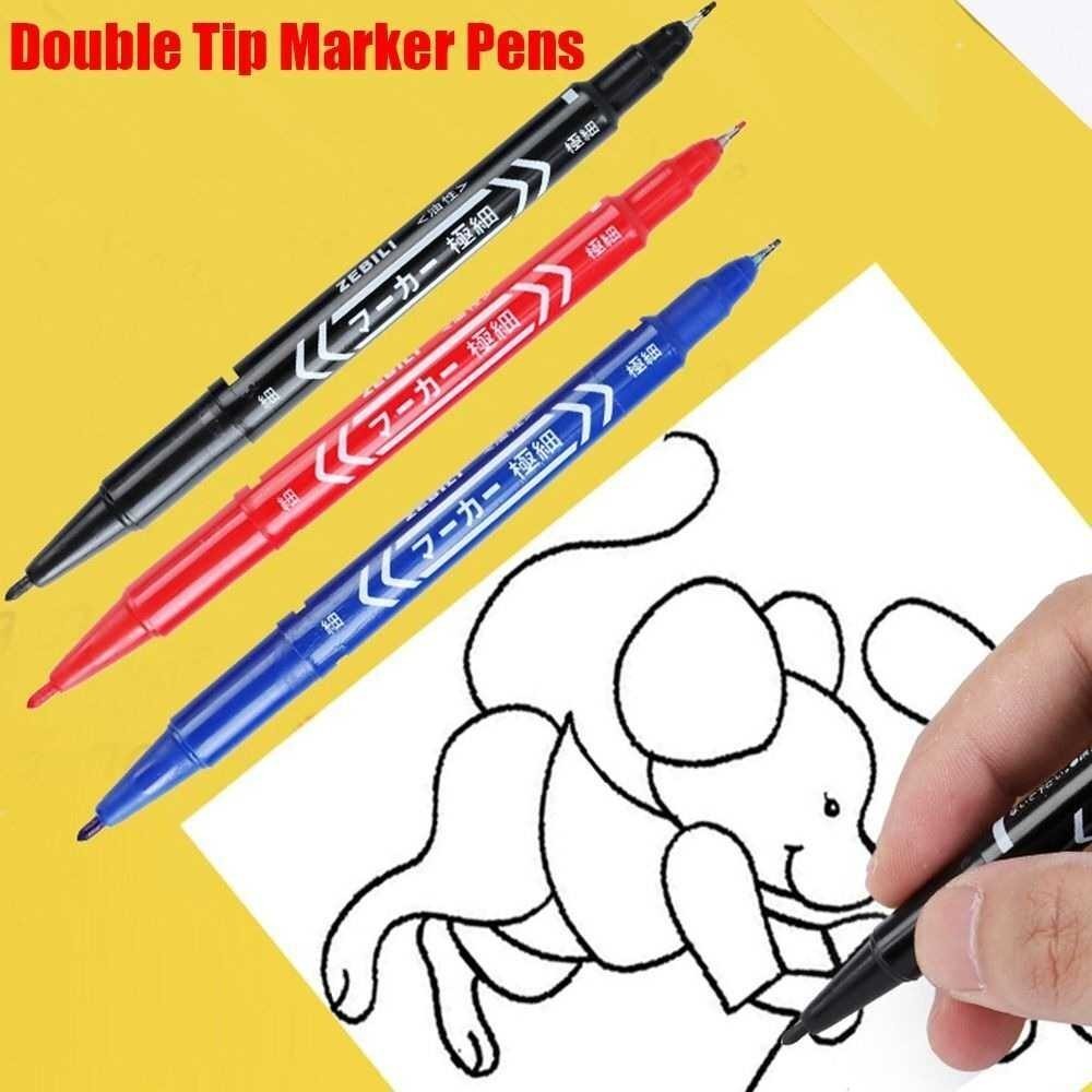 

Pena Spidol Permanen Dual Head Marker Waterproof 0.5 1mm 10PCS