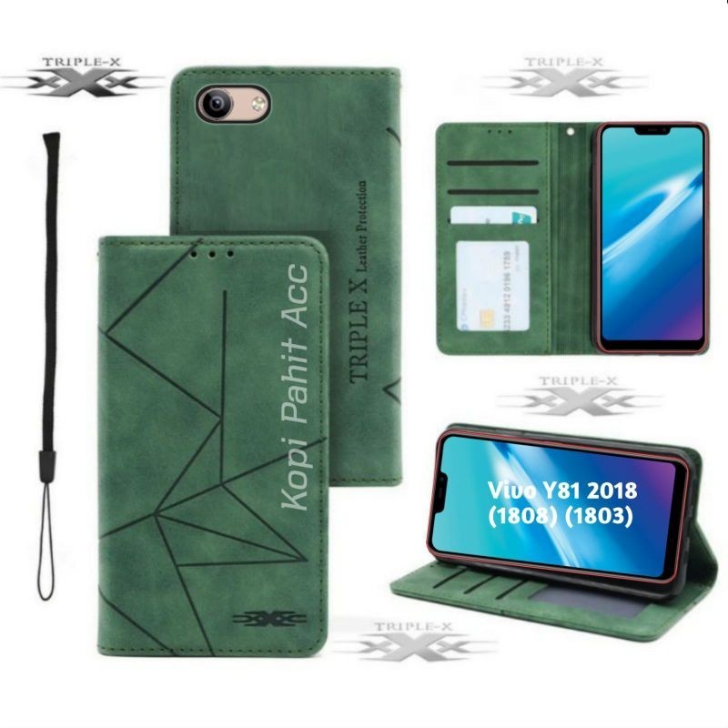 Case Vivo Y81 1803 1808 Vivo Flip Cover Wallet Sarung Hp Casing Dompet Flip Magnet