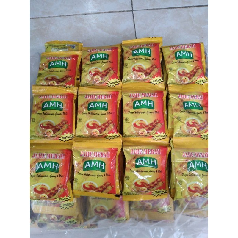 

Jahe Merah AMH 1 renteng 10 pcs exp 2025 dengan habbatussauda, gingseng dan madu