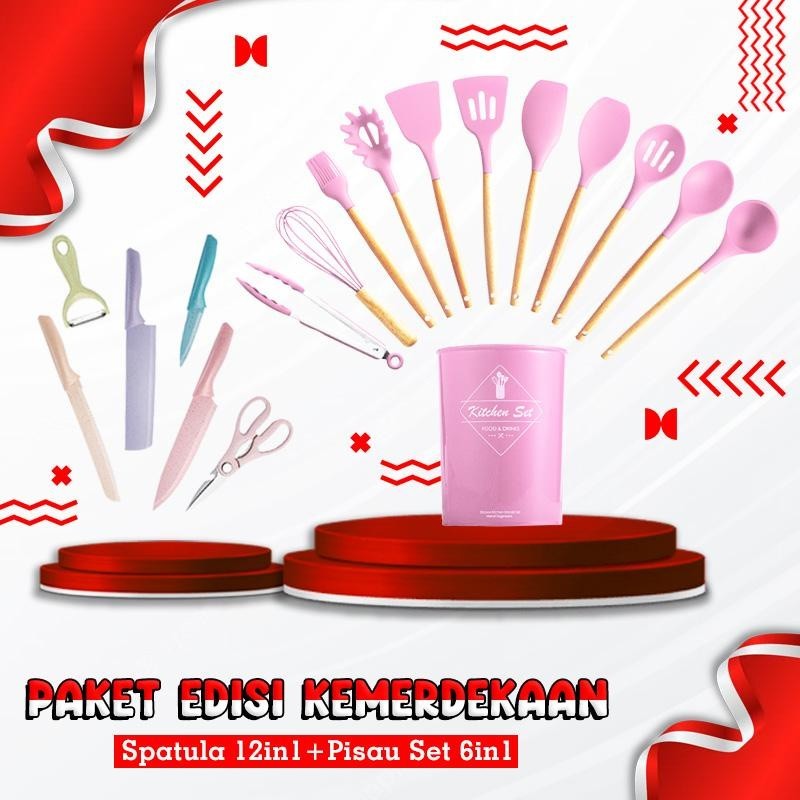 (LS) Paket Combo Merdeka Sale Spatula 12in1 + Pisau Set 6in1
