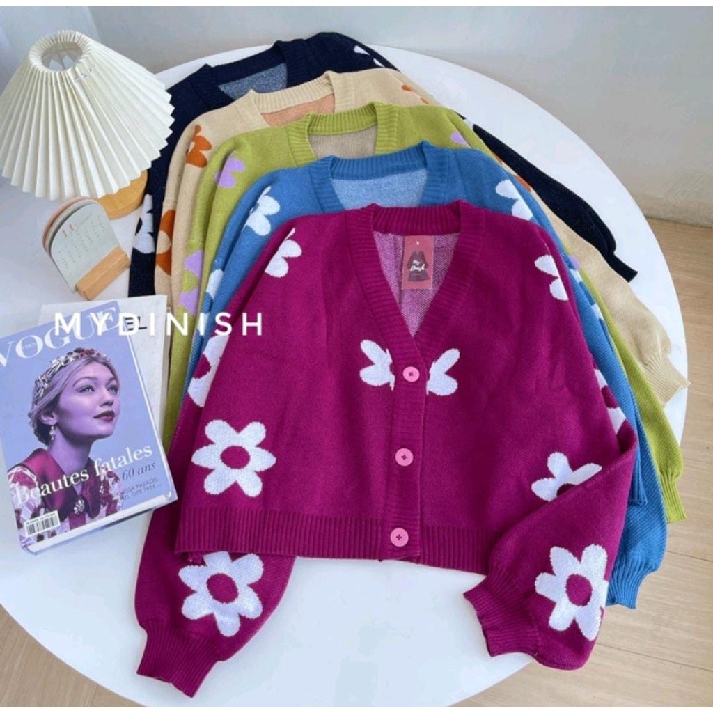 Baju Lebaran Premium Wanita Outerwear Keren Style 2024 / Cardigan Flower Oversize Cardy - Cardigan W