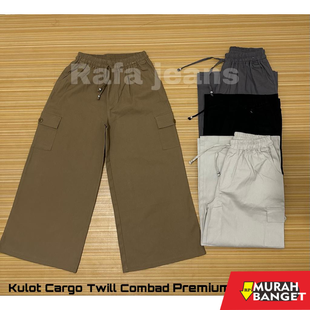 Joggerhit Wanita Terbaru- Celana Kulot Panjang wanita Cargo Pants Katun Twill Combed Premium Stretch