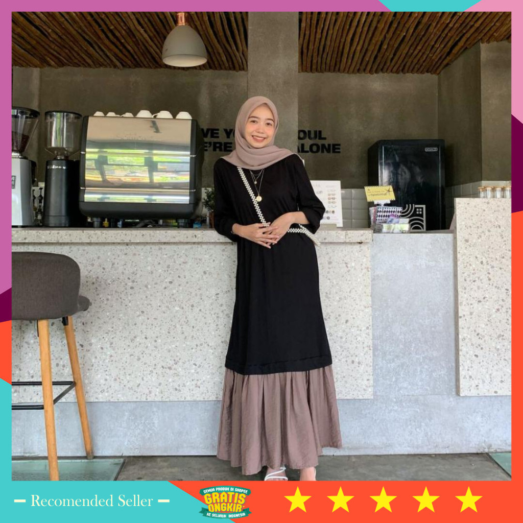 Gamis wanita lebaran Premium Model terbaru 2024 / Milea Long Dress By Tunicis Bahan Combed