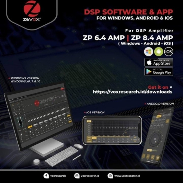 Processor DSP Zevox ZP 8.4 AMP By Vox + Modul Bluetooth + Kontroler