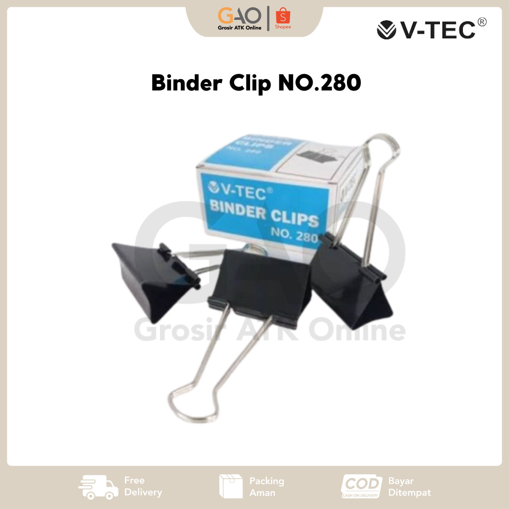

Binder Clips NO.280 V-TEC Per Pack Isi 12pcs