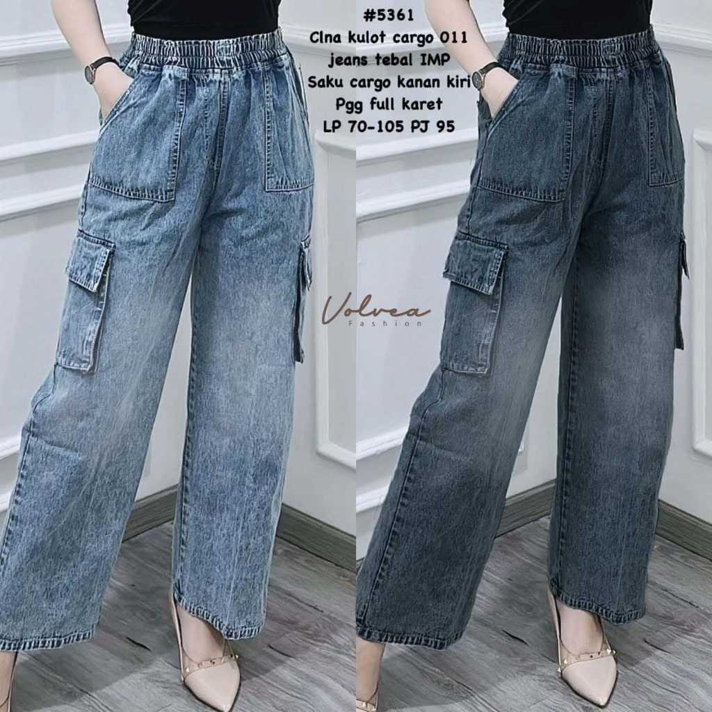 Velove Celana Kulot Cargo Jeans Whisker Acid Korean Style 011