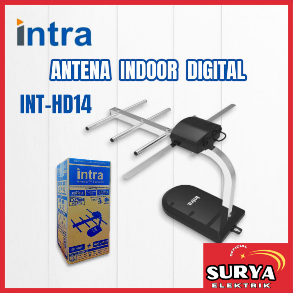 Antena TV Digital Indoor INTRA INT-HD14 Dalam Ruangan Kabel 2M