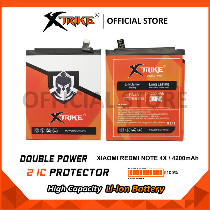 XTRIKE Baterai Redmi Note 4X - Note 4 Snapdragon BN43 Double Power
