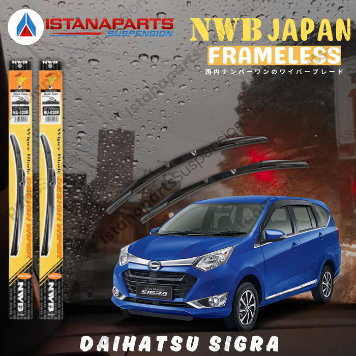 Wiper Depan NWB Japan Hybrid Frameless Daihatsu Sigra Ukuran 20 & 17