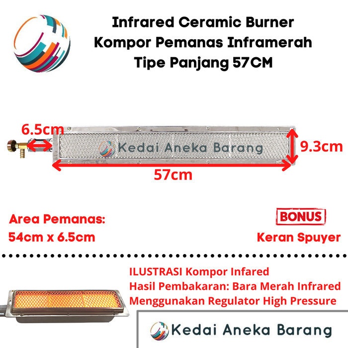 Kompor Stove Keramik Ceramic Infrared Gas LPG NG Burner 570mm x 95mm