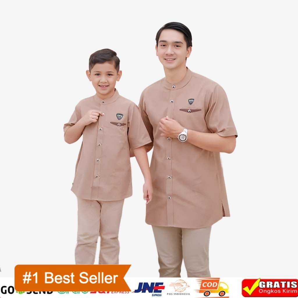 BARS CLOTH.CO Baju Couple Lebaran 2024 Pasangan Koko Ayah Dan Anak Laki Laki Kemeja Kurta Pakistan R