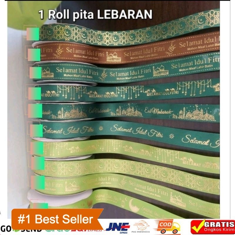 

1Roll Pita satin Lebaran. pita satin 2 cm . pita hampers lebaran. Pita hiasan lebaran
