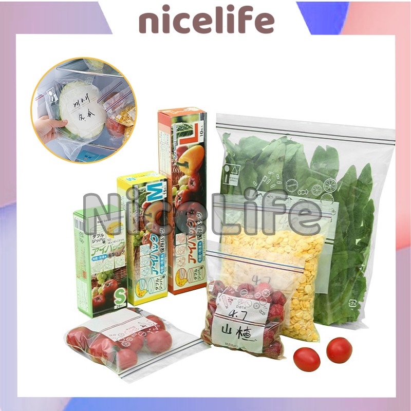 Plastik Penyimpanan Makanan Sayuran Ziplock Kulkas / Kantong Plastik Klip Ziplock Organizer Reusable