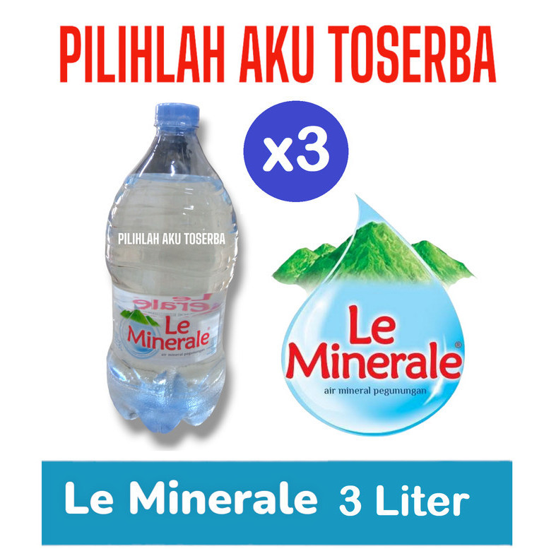 

Le Minerale Air Mineral Botol Pet 3 Liter - (HARGA 3 BOTOL)