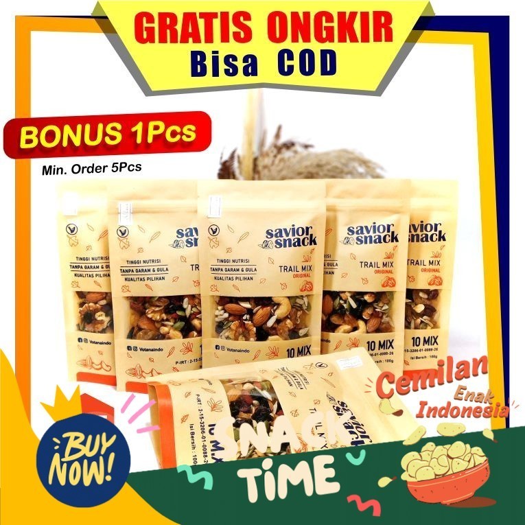 

Special Diskon SAVIOR SNACK 1 BOX isi 5Pcs, 1Pcs Isi 100gr Total Jadi 500gr TRAIL MIX RAW MAKANAN RINGAN SEHAT