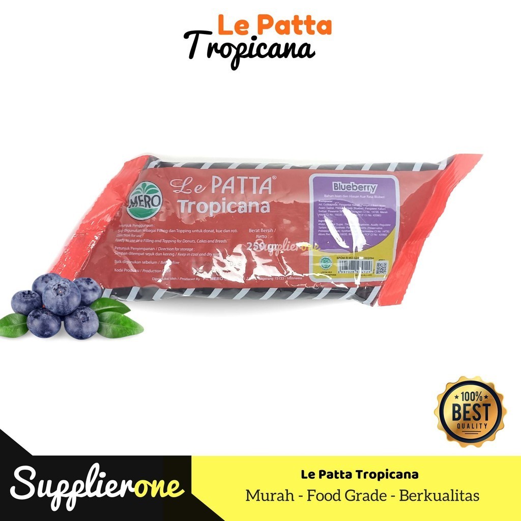 

Le Patta Tropicana Blueberry 250g / Selai Blueberry / Selai Isian Roti / Selai Le Patta Tropicana / Lepatta / Selai Buah / Le Patta Blueberry