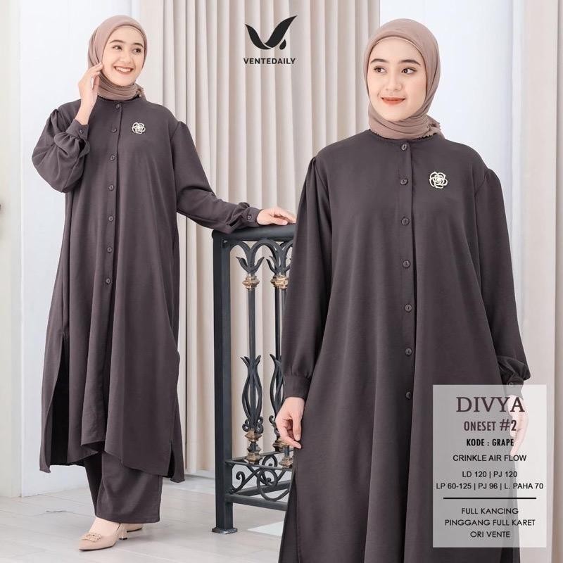 Baju Diva Set Setelan Wanita Jumbo  Premium Motif Polos Atasan Tunic + Celana Kulot Melar Airflow