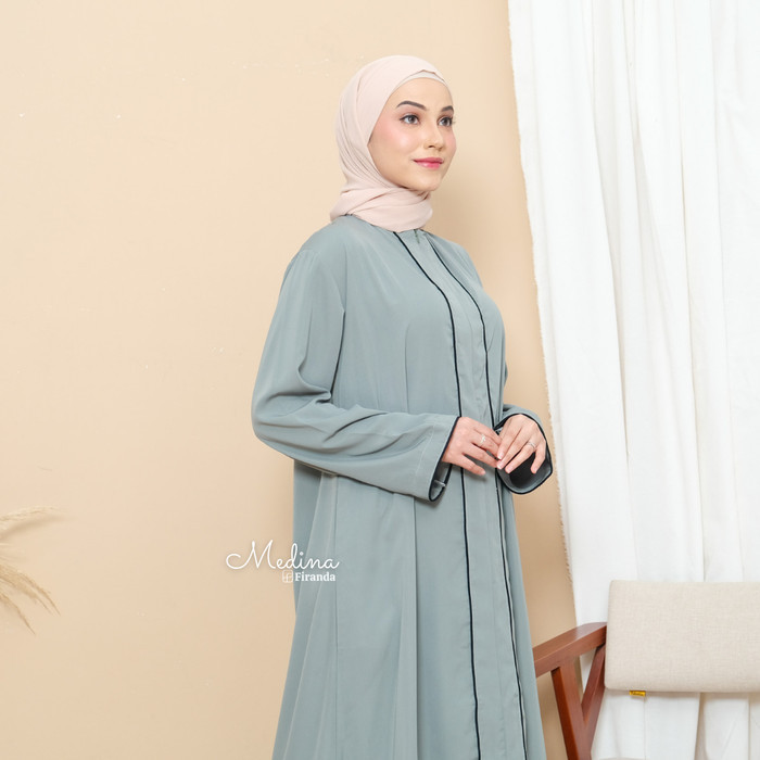 Firanda Abaya Turkey / Abaya Dress Turki / Abaya Basic Medina Busui - Sage, L