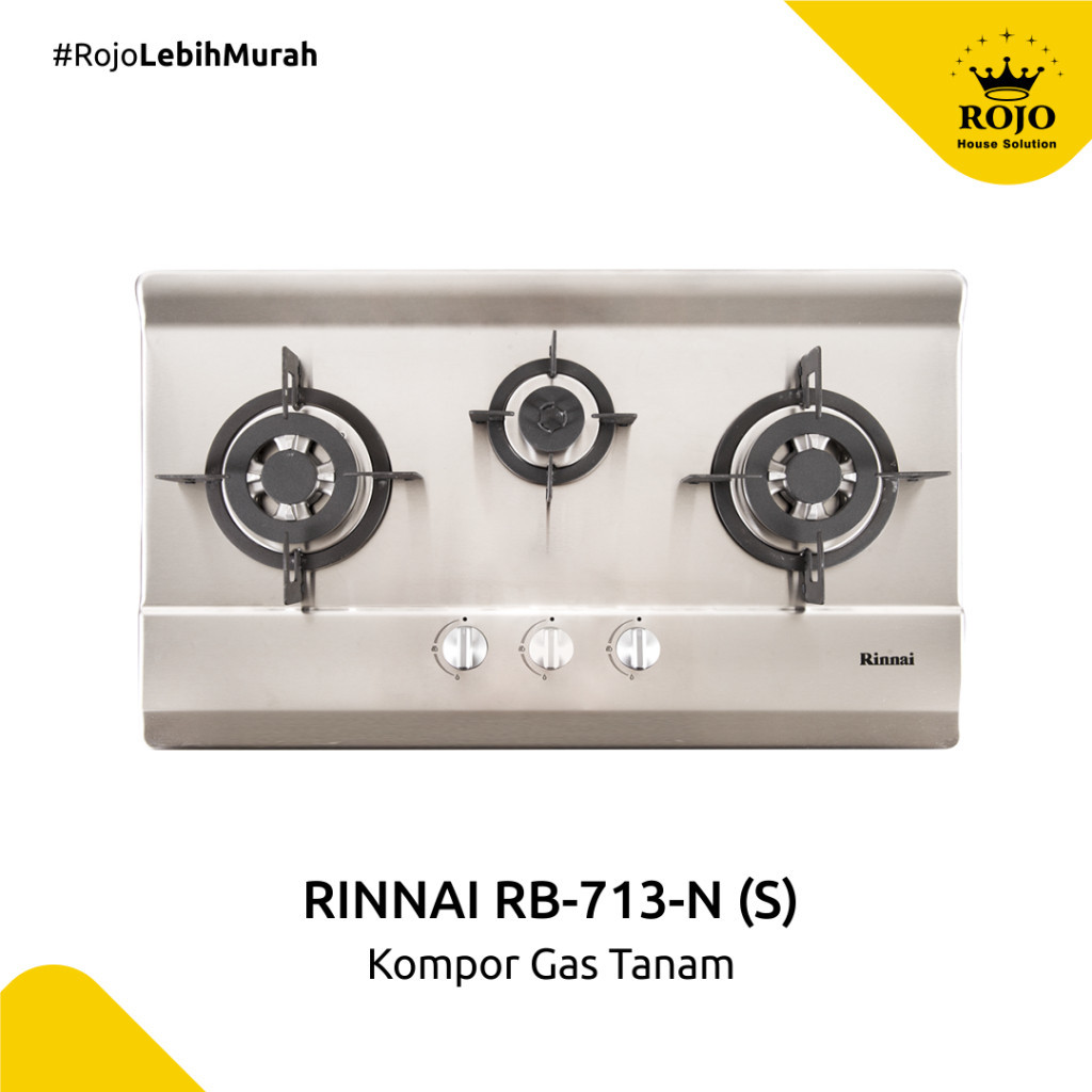 Kompor Gas Tanam Stainless 3 Tungku Rinnai RB 713 N (S)